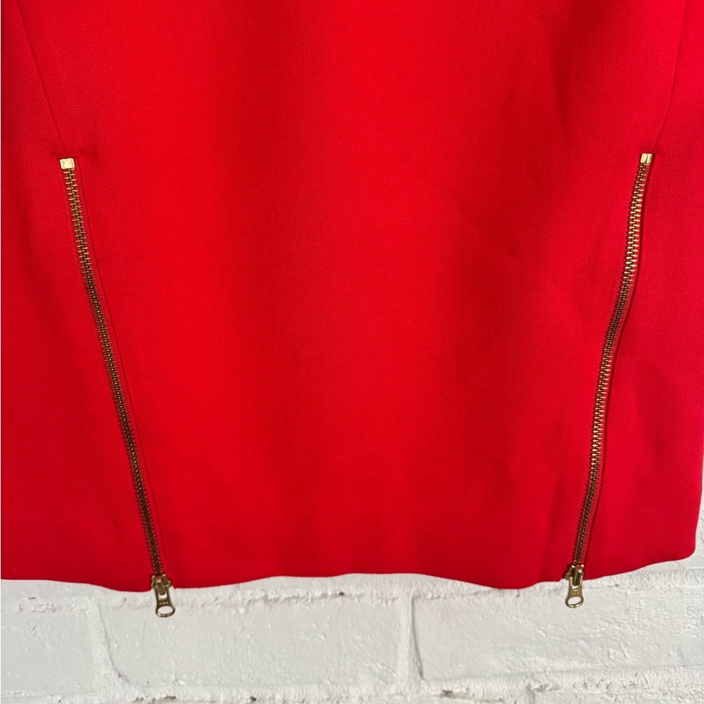 J.Crew Red Shift Dress Gold Zipper Detail Fully Lined Size 6 - Picture 4 of 5